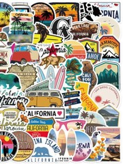 50 Pcs Sunny California State Stickers Landscape Travel USA Waterproof Vinyl