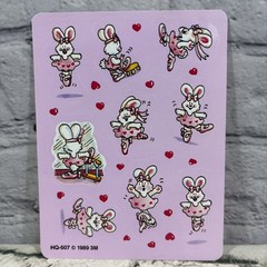 Vintage 1989 Stickers Ballet Ballerina Bunny Rabbit 80s One sheet