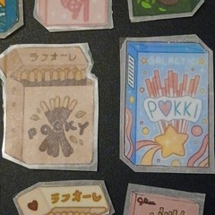 Hand Crafted and Cut Pocky Food & Drink Themed Stickers 15 pack