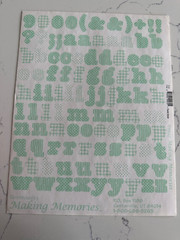 Making Memories Large Pastel Green Pattern Upper/Lower Case ABC/123 Scrapbooking