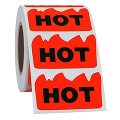 Fluorescent Red Hot Stickers 500pcs Rave Flame Shape 2×1.5in