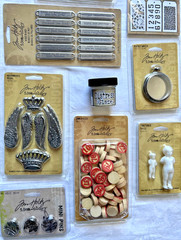 TIM HOLTZ Ideaology Lot of 17 Ephemera Stickers Embellishments Junk Journal Art