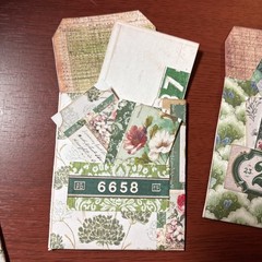One Hand made junk journal Pockets vintage green vintage rose botanical