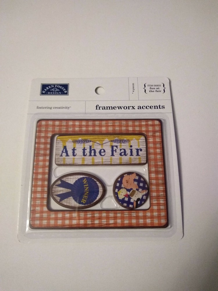 Crafts KF Frameworx Accents At the Fair Frame Blue Ribbon Winner Rooster Pig ++
