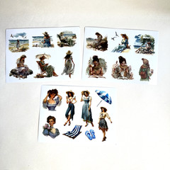 Romantic Beach Stickers 3 Sheets Scrapbook Junk Journal *SEE DESCRIPTION*