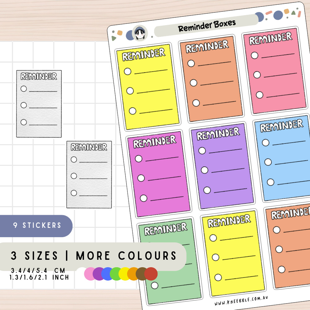 Reminder Task Boxes Planner Stickers