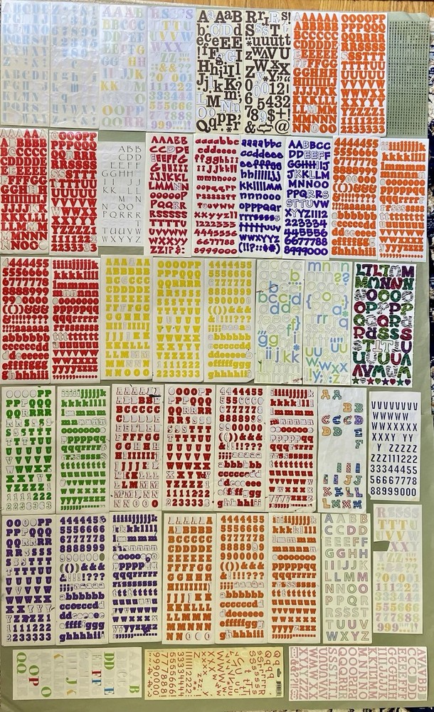 Lot of 45 Incomplete Alphabet Sticker Strips 10” & 12” Making Memories & Others