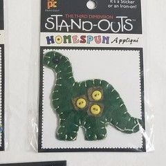 NEW Lot 3 Stand Outs Sticker Applique Iron On Dinosaurs Triceratops Brontosaurus