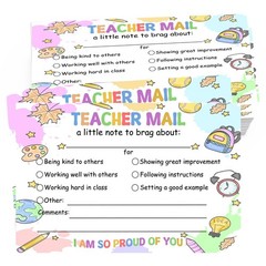 50PCS Teacher Mail Notices, Parents, Classroom Supplies, Positive Note Cards