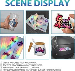 50 Sheets Holographic Sticker Paper, Printable Vinyl Sticker Paper for Ink Je…