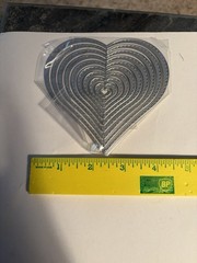 Metal Silver Set Of 3 Die Cuts. Heart, Square And Circle Shapes 22 Die Cuts. New