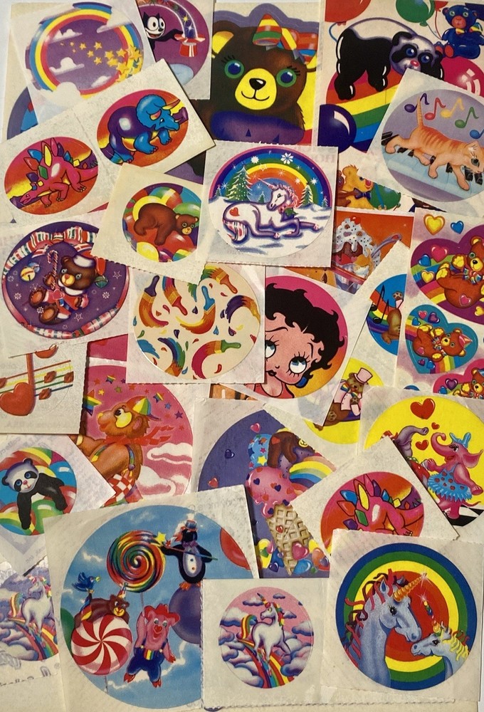 HUGE VINTAGE LOT! 1980s LISA FRANK STICKERS!! INCLUDES JUMBO STICKER!!