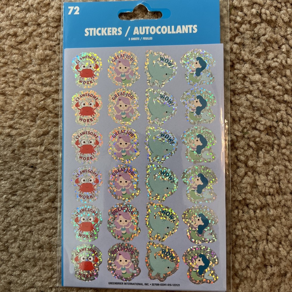 *Crafter’s square Stickers Sparkly Mermaids Crabs Dolphins