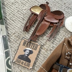 Western Doll Outfit Set w/ Hat Pants Coat/Jacket Belt Saddle, Brown/Blue/White