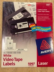 Avery – 5997 – White Laser Video Tape Labels – 60 Face and 60 Spine Labels