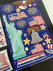Vintage SANDYLION Patriotic 4th July USA Red White Blue Stickers Lot Flag