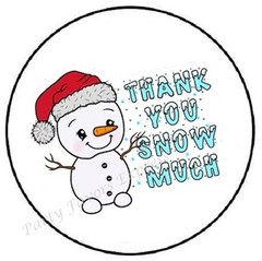 THANK YOU SNOW MUCH SNOWMAN WINTER ENVELOPE SEALS LABELS STICKERS PARTY FAVORS