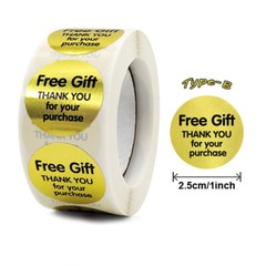 «Free Gift» Sticker Adhesive Label Gold Foil Food Packaging 1 inch 500pcs/Roll