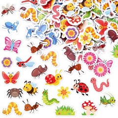 300Pcs Spring Insect Foam Stickers – Cute Cartoon Flowers, Butterflies, Bees & A