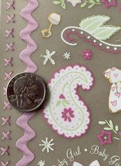 BABY GIRL IMAGES Rub-On(4”x 12”)Flair•Paisley•Pink•Flowers •Stitches•Card Making