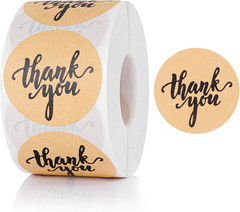 Thank You Stickers 500Pcs 1.5″ Kraft Labels Self Adhesive For Packaging Gifts
