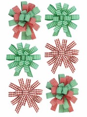 6 BEAUTIFUL LARGE PHOTO PLAID BOW STICKERS 3″ – 3.5″ Full sheet #33