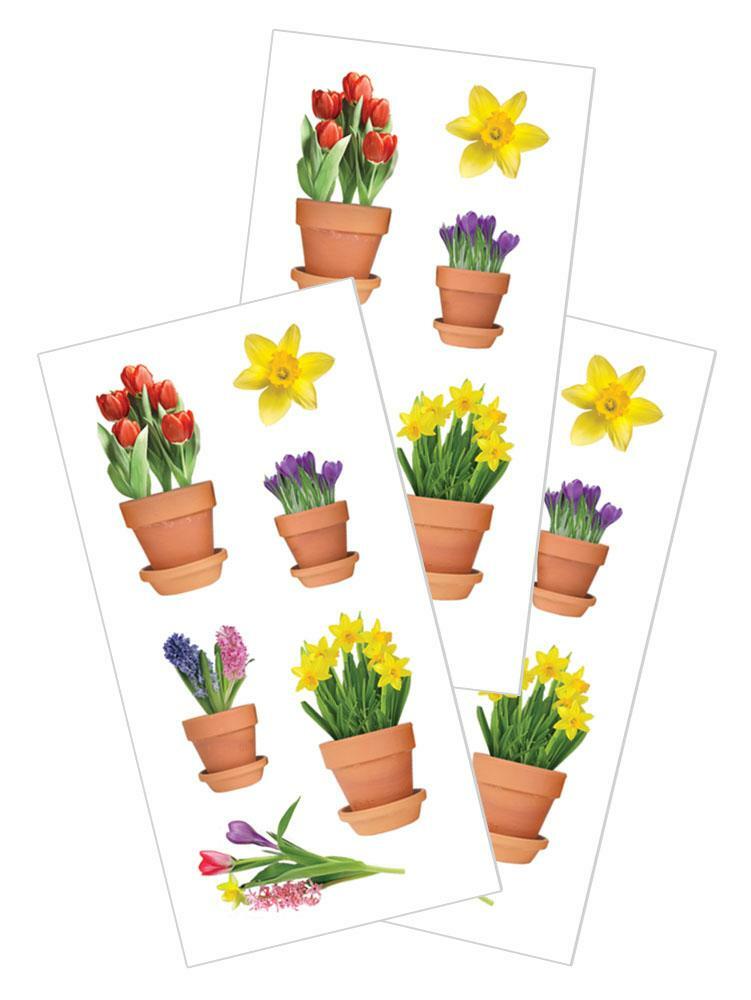 Crafts Stickers PH Slim Spring Potted Flowers Daffodils Tulips Bouquet Clay Pots