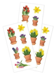 Crafts Stickers PH Slim Spring Potted Flowers Daffodils Tulips Bouquet Clay Pots