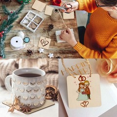Fuyit Unfinished Wood Pieces, 50Pcs 3 x 3 Inch Blank Natural Wood Square Wood…