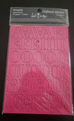 Chipboard Alphabet-Newsprint-Glossy Hot Pink-175 pcs- 4 sheets by Heidi Swapp