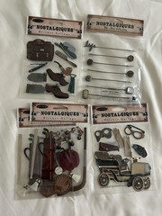 Nostalgiques Attic Collection Vintage Clocks Keys Tools Golf Car Scrapbook Lot