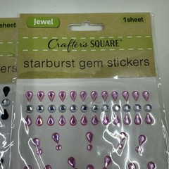2 Crafter’s Square Black/Pink Jewel Rhinestone Starburst Gem Stickers