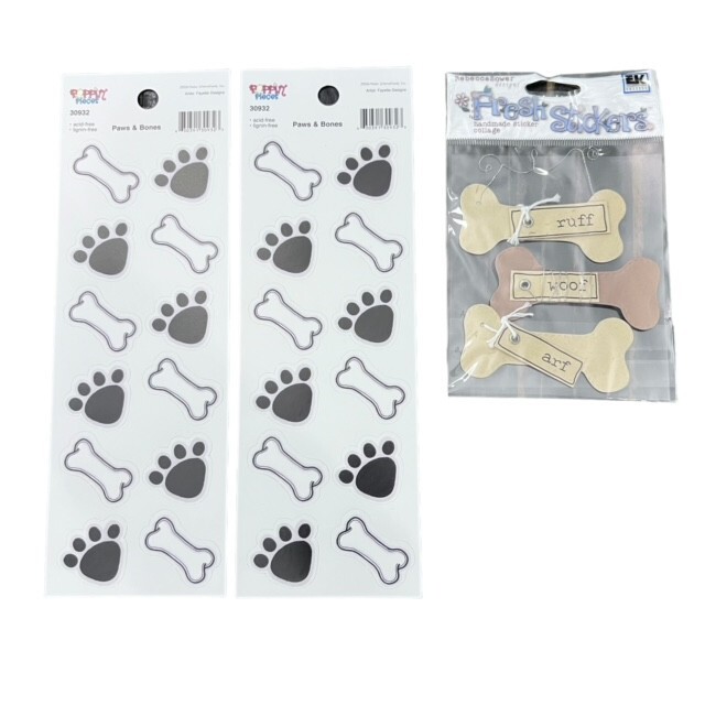 Craft Lot DOG Stickers Bones Metal Scrapbooking Card Making Embellishments NEW