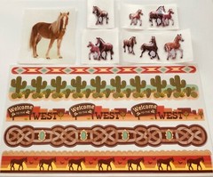 Mxd Horse Wild Wild West Cowboy Themed Lot Stickers + Puffy Sticker + Borders