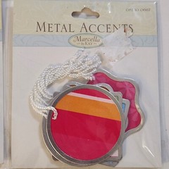 NEW Lot 3 Metal Accents Tags Labels Framed Words Pull Tags Tim Coffey Marcella-Z