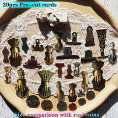 20pcs Small Vintage Junk Journal Hand Clips Elements Paper Cardstock Ephemera