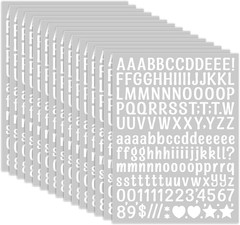 15 Sheet Small Letter Stickers – 1/2 Inch Art White Vinyl Self Adhesive Alphabet