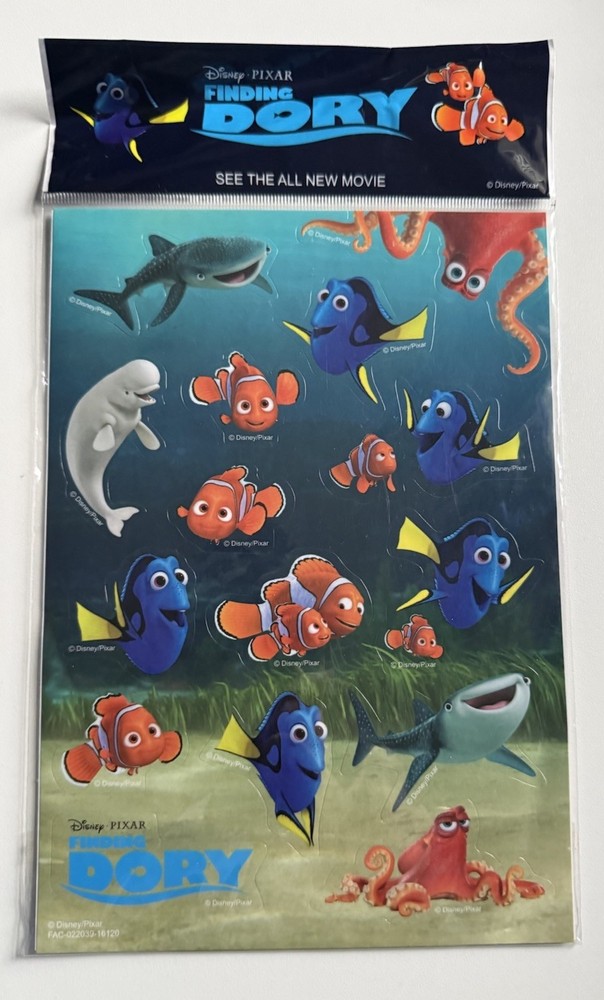 Disney Pixar FINDING DORY, Nemo Movie Stickers NEW Never Opened. 26 stickers