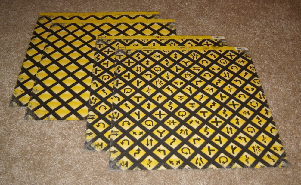 Reminisce 12×12 Double Sided Cardstock Paper(4) ~ Road Signs….Which Way Arrows