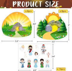 16PCS Easter Crafts for Kids Religious Gifts Make an Easter He Lives Stickers Sc