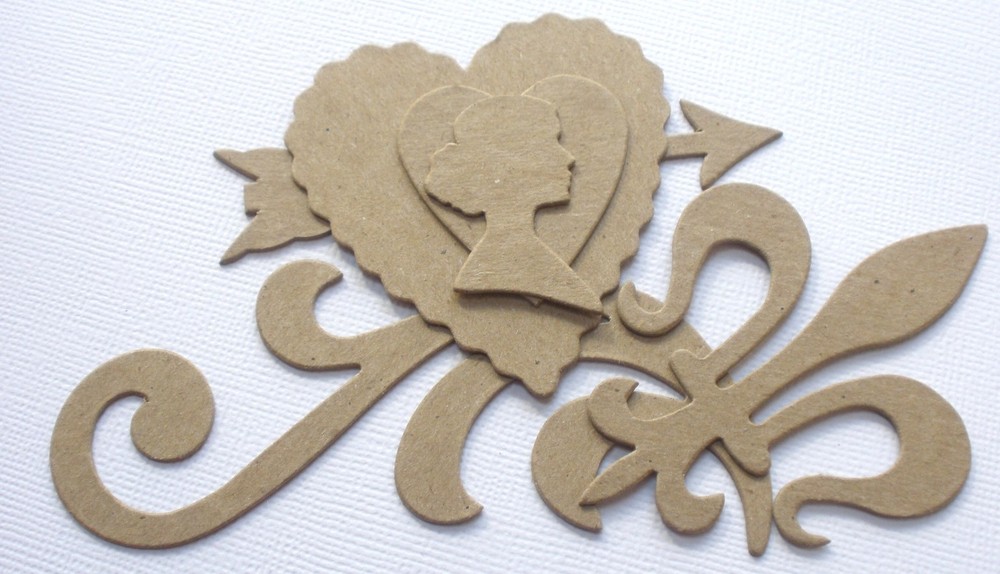 {3 Sets} *CLASSIC ICONS* Hearts, Flourish, Arrow, Fleur De Lis Chipboard Die Cut