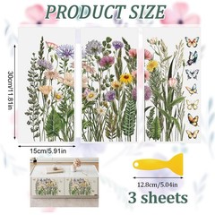 HICOHAND Rub on Transfers for Crafts, 3 5.91 x 11.81 inches, Wild Flowers