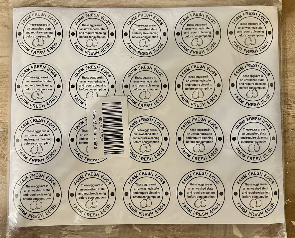 White 2″ 20 Count/sheet «Farm Fresh Eggs» Stickers, New 2 Sheets (40 Stickers)