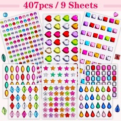 407pcs Gem Stickers Crafts for Kids, Self Adhesive Jewel Stickers, Acrylic Bl…