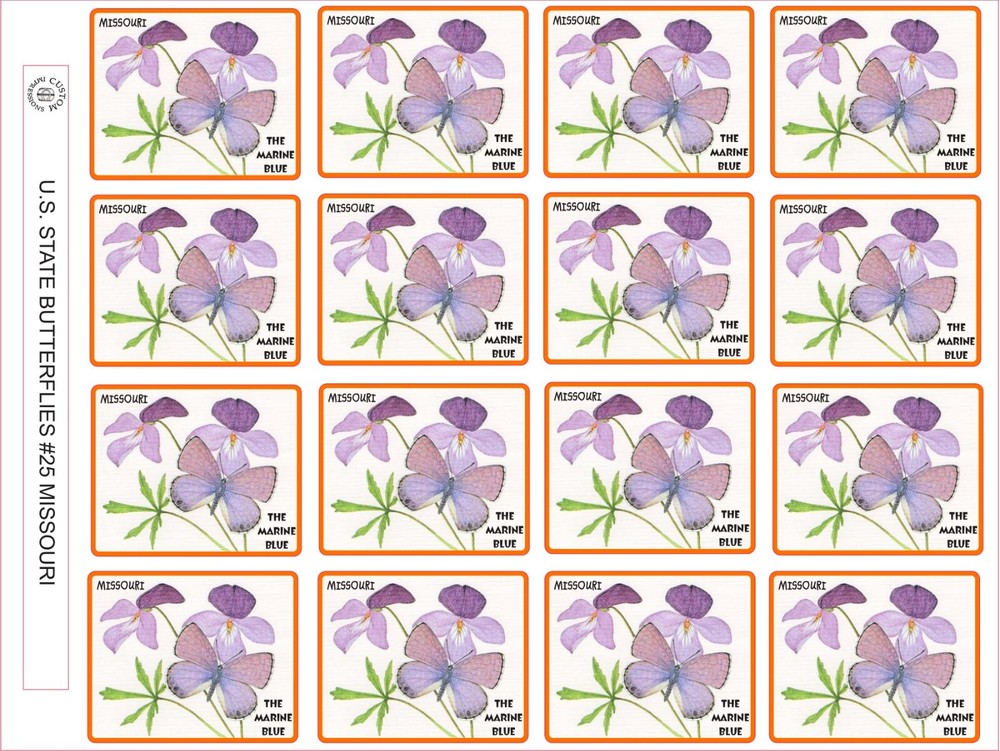 MISSOURI STATE BUTTERFLY – THE MARINE BLUE – 12 PER SHEET