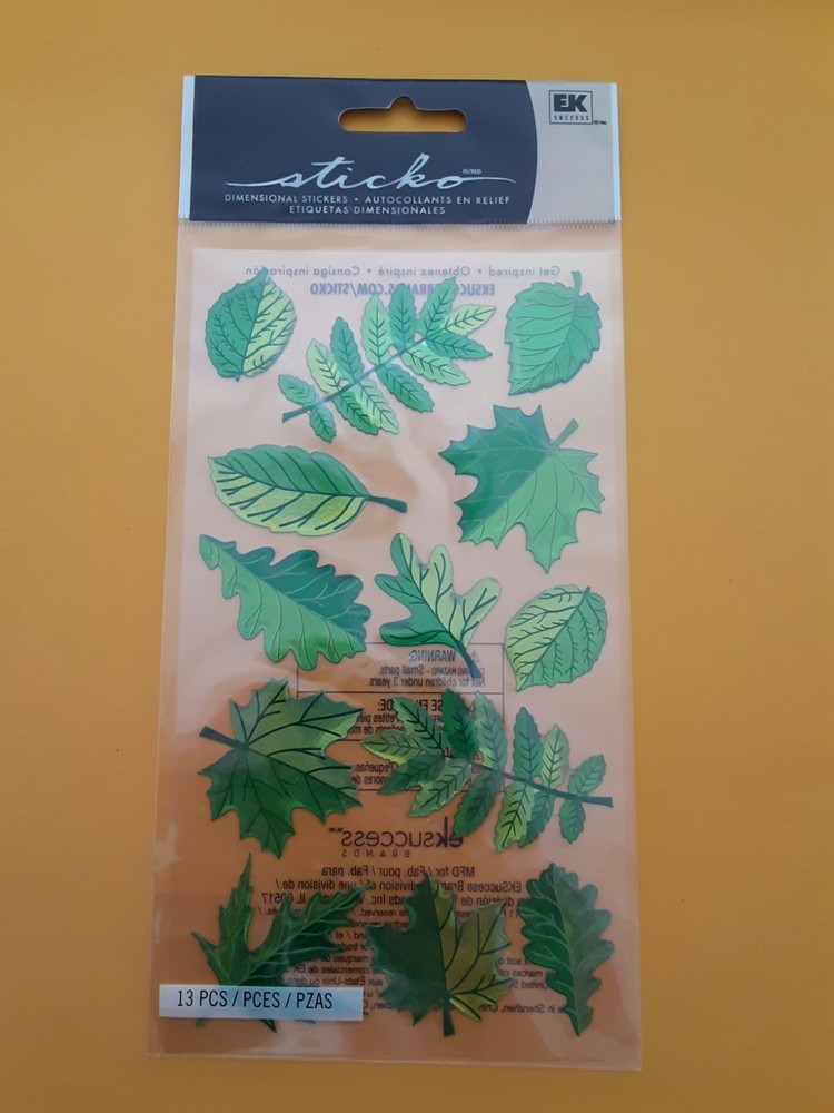 Sticko spring leaves epoxy sticker pkg (free ship $20 min US only)