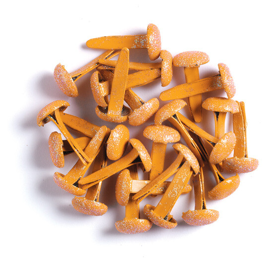 Crafts Doodlebug Sugar Coated Glitter Brads Tangerine Orange 25/Pkg Top 1/4″