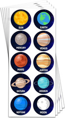 40 Sheets Space Planet Stickers Set – 400 Stickers, 1.5 Inch Size