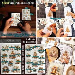 Rub On Transfers Stickers 2 Sheets for Crafts Cloth Glass Acrylic Wood Furnit…