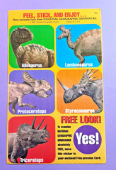 vintage National Graphic dinosaurs sticker sheet *damaged*